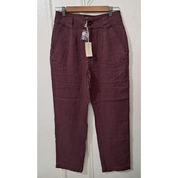 Sundance Womens Size 4 LAGENLOOK mauve Purple 100% Linen Pants Loose Fit - Picture 1 of 9